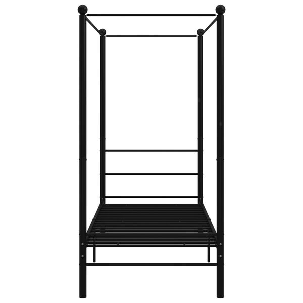 vidaXL Rama łóżka z baldachimem, czarna, metalowa, 90 x 200 cm