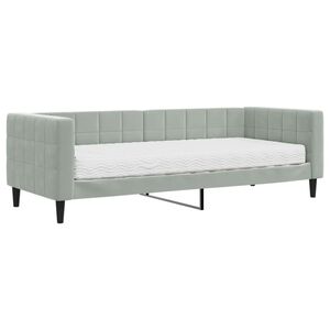 vidaXL Sofa z materacem do spania, jasnoszara, 80x200 cm, aksamit