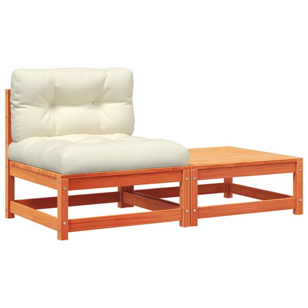 vidaXL Ogrodowa sofa bez podłokietników, z poduszkami i podnóżkiem