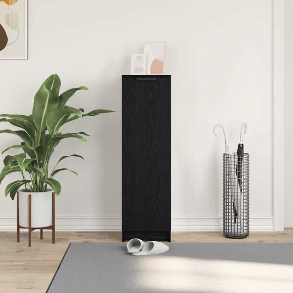 vidaXL Szafka na buty z p&oacute;łką z drzwiami Czarny Dąb 29,5 x 35 x 101 cm