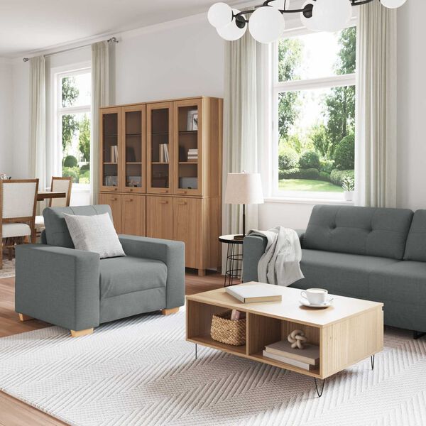 vidaXL Sofa 3 pcs Ciemnoszary Tkanina lniana