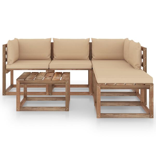 vidaXL 6-cz. zestaw wypoczynkowy z palet, z poduszkami, drewno sosnowe