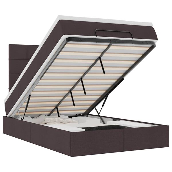 vidaXL Rama ł&oacute;żka otomana z materacem, brązowa, 120x200 cm, tkanina