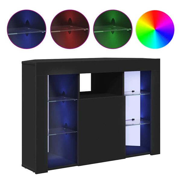 vidaXL Kątowa szafka LED pod telewizor Czarny 100x40x68cm