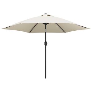 vidaXL Parasol z LED, na wysięgniku 3 m, piaskowy