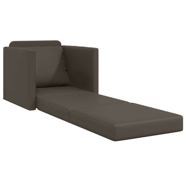 vidaXL Sofa podłogowa 2-w-1, szara, 112x174x55 cm, sztuczna sk&oacute;ra