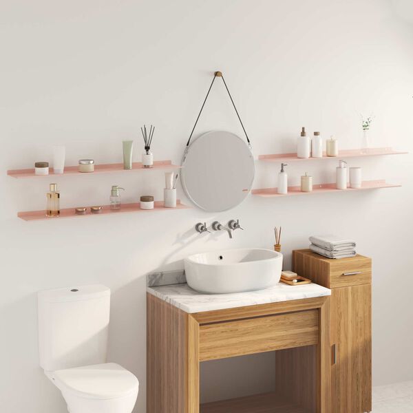 vidaXL P&oacute;łka wisząca 4 pcs R&oacute;żowy 100 x 18 x 2,5 cm Stal