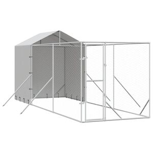vidaXL Kojec dla psa, z dachem, srebrny, 2x6x2,5 m, stal galwanizowana