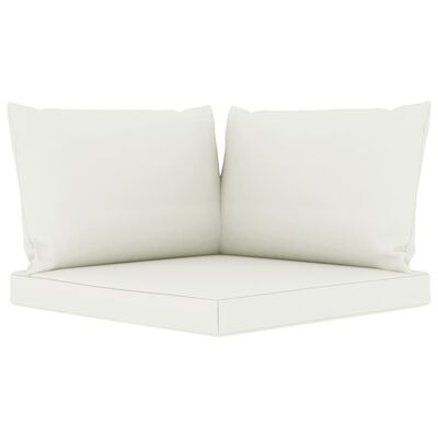 vidaXL Ogrodowa sofa 3-os. z palet, z kremowymi poduszkami, sosna