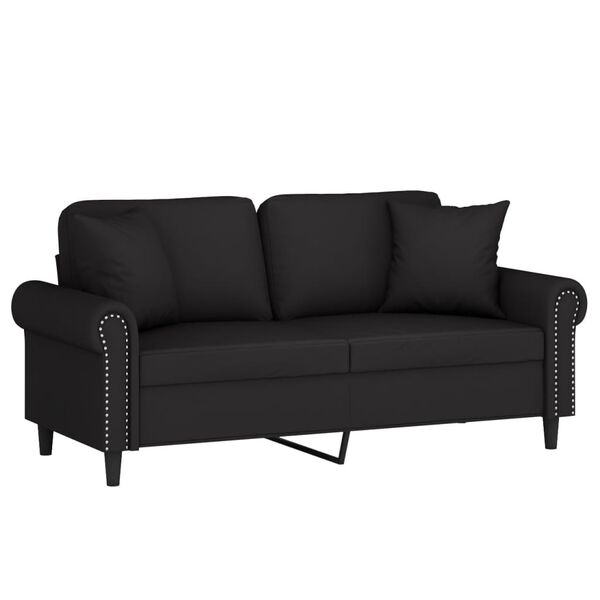 vidaXL 2-osobowa sofa z poduszkami, czarna, 140 cm, aksamit