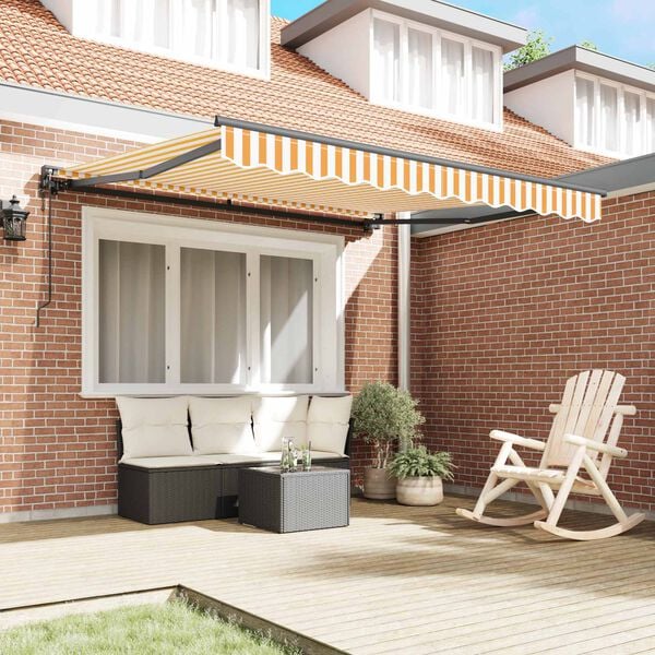 vidaXL Markiza zwijana Ż&oacute;łty i Biały 300 x 250 cm Aluminium i Tkanina