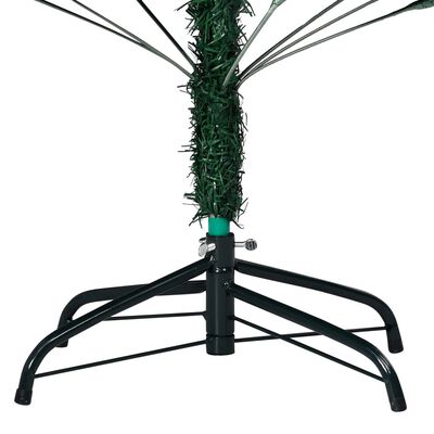 vidaXL Sztuczna choinka z lampkami i bombkami, zielona, 210 cm, PVC
