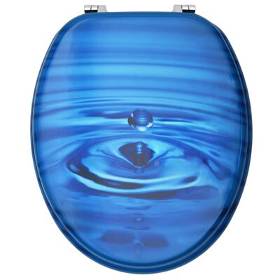 vidaXL Deski klozetowe, 2 szt., MDF, niebieski motyw z kroplą wody