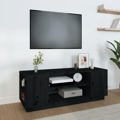 vidaXL Szafka pod TV, czarna, 110x35x40,5 cm, lite drewno sosnowe