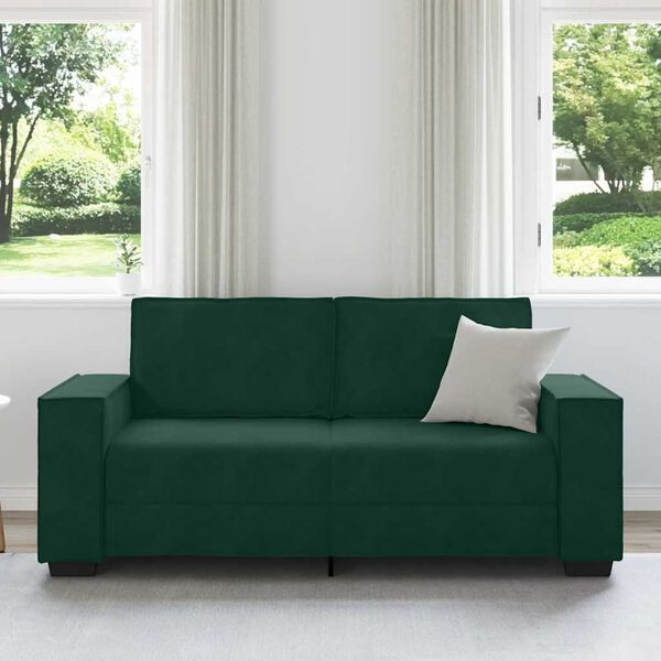 vidaXL Sofa 2-osobowa, ciemnozielona, 180x78x84 cm, tapicerowana aksamitem
