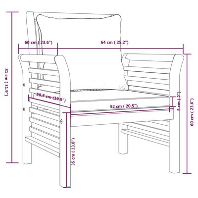 vidaXL Fotele z ciemnoszarymi poduszkami, 2 szt., lite drewno akacjowe