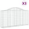 vidaXL Kosze gabionowe, 3 szt, 200x30x100/120 cm, galwanizowane żelazo