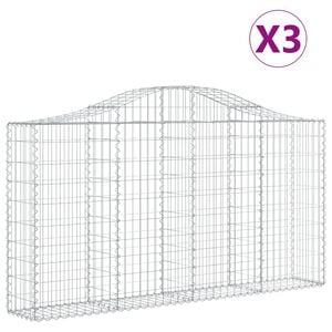 vidaXL Kosze gabionowe, 3 szt, 200x30x100/120 cm, galwanizowane żelazo