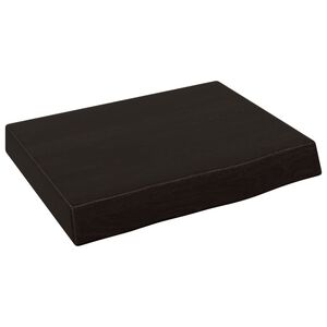 vidaXL P&oacute;łka, ciemnobrązowa, 40x30x(2-6) cm, wykończone drewno dębowe