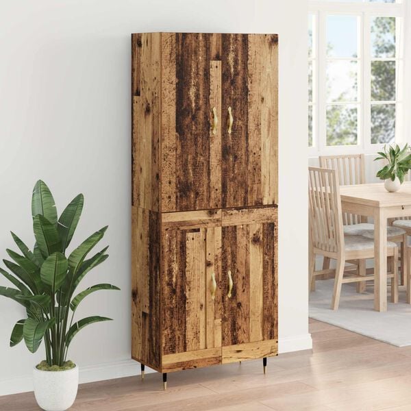 vidaXL Highboard Montowane na ścianie Stare drewno 69,5 x 34 x 180 cm
