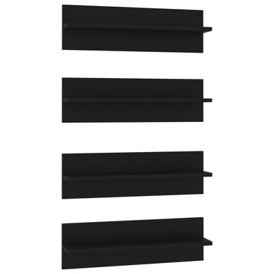vidaXL Półki ścienne, 4 szt., czarne, 60 x 11,5 x 18 cm, płyta