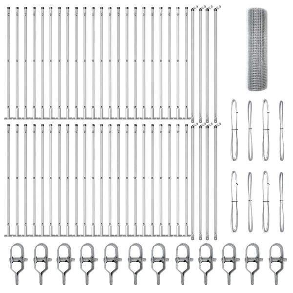 vidaXL Słupek ogrodzeniowy. Srebrny 100 x 0,4 m (16 x 16 mm siatka)