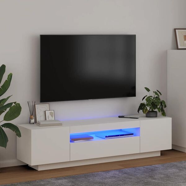 vidaXL Szafka TV z oświetleniem LED, biała, 160x35x40 cm