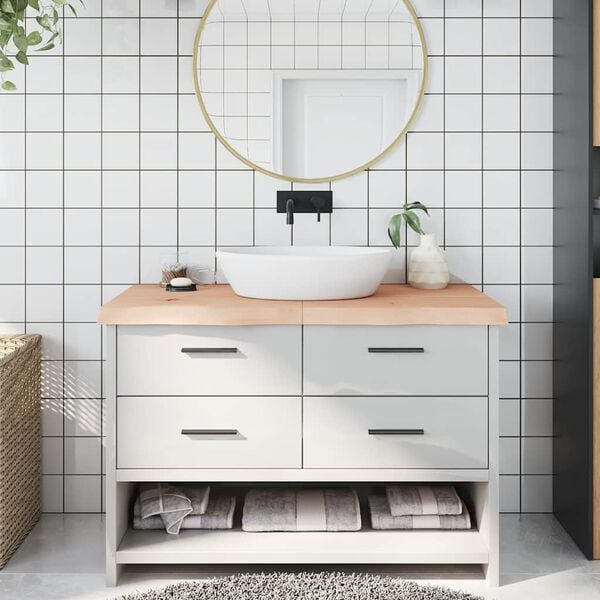 vidaXL Blat do łazienki, 120x50x(2-6) cm, surowe, lite drewno