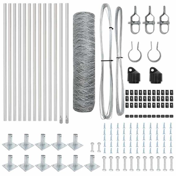 vidaXL Słupek ogrodzeniowy. Srebrny 25 x 0,6 m (siatka 36 mm) Stal