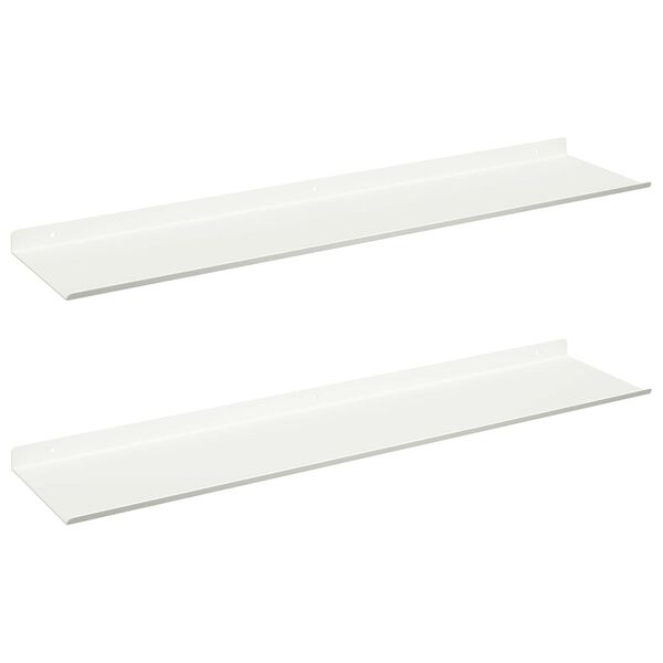 vidaXL P&oacute;łka wisząca 2 pcs Biały 80 x 18 x 2,5 cm Stal