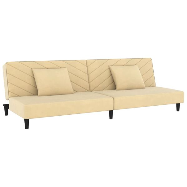 vidaXL 2-osobowa kanapa, 2 poduszki, kremowa, aksamitna