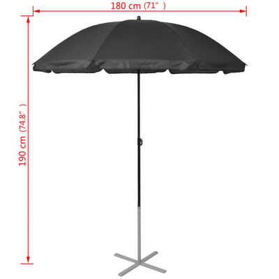 vidaXL Leżaki z parasolem, aluminiowe, czarne