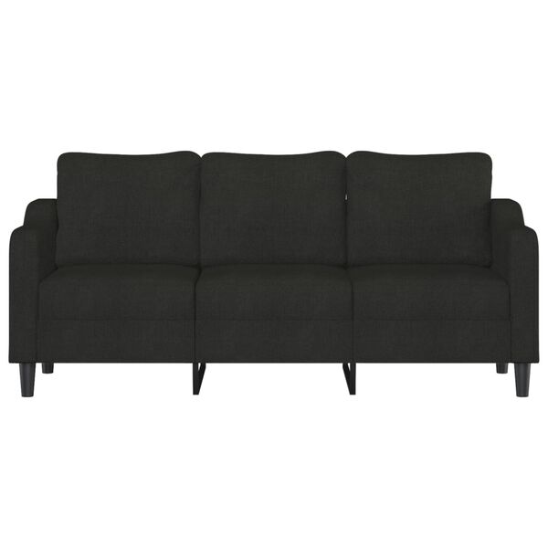 vidaXL Sofa 3-osobowa, czarna, 180 cm, tapicerowana tkaniną