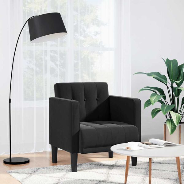 vidaXL Sofa Fotel z Podłokietnikami Czarny 53 cm Aksamit