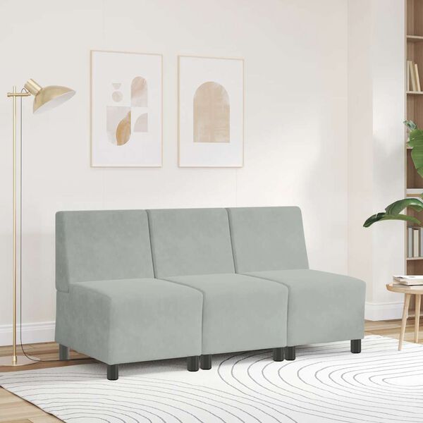 vidaXL Modułowa sofa bez podłokietnik&oacute;w Jasnoszara 55 cm Aksamit