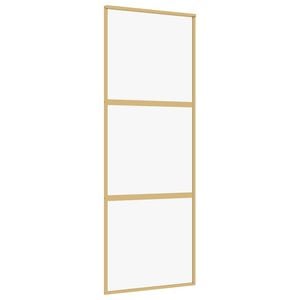 vidaXL Drzwi przesuwne, złote, 76x205 cm, przezroczyste szkło ESG