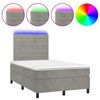 vidaXL Ł&oacute;żko kontynentalne z materacem i LED, jasnoszare, 120x190 cm