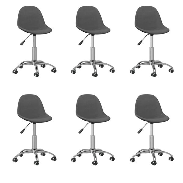 vidaXL Obrotowe krzesła stołowe, 6 szt., ciemnoszare, obite tkaniną