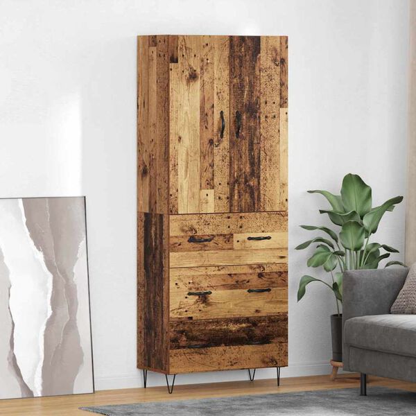 vidaXL Highboard z szufladą 2 pcs Stare drewno Materiał drewnopochodny