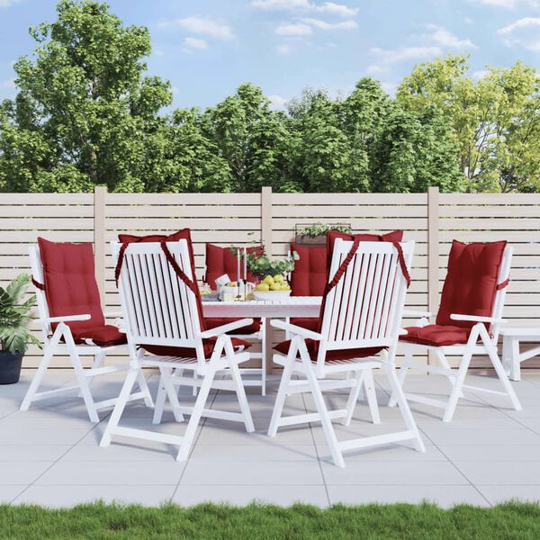 vidaXL Poduszki na krzesła z wysokim oparciem, 6 szt., winna czerwień