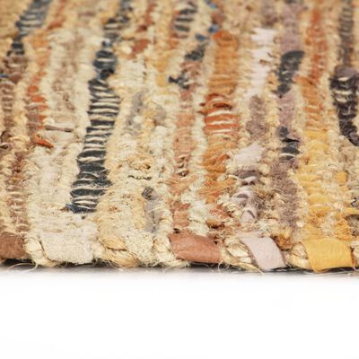 vidaXL Ręcznie tkany dywan Chindi 160x230 cm, skóra i juta, jasny brąz