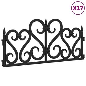 vidaXL Obrzeża trawnikowe, 17 szt., czarne, 10 m, PP