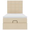 vidaXL Rama ł&oacute;żka otomana z materacem, kremowa, 90x190 cm, tkanina