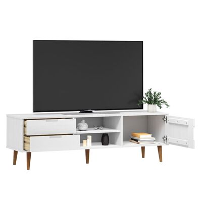 vidaXL Szafka TV MOLDE, biała, 158x40x49 cm, lite drewno sosnowe