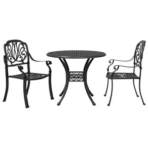 vidaXL 3-częściowy zestaw mebli bistro, czarny, odlewane aluminium