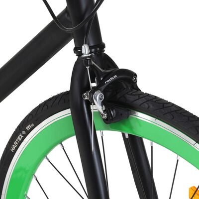 vidaXL Rower single speed, czarno-zielony, 700c, 55 cm