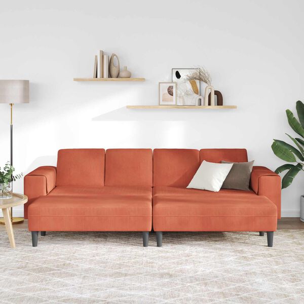vidaXL Sofa Czerwono-pomarańczowy 250 x 188 x 76 cm Tkanina sztruksowa