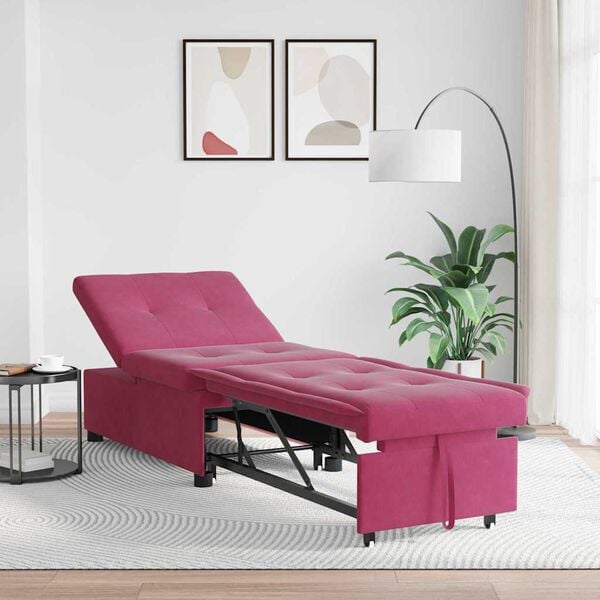 vidaXL Sofa Bed Czerwone wino 194 x 67 x 82 cm Aksamit