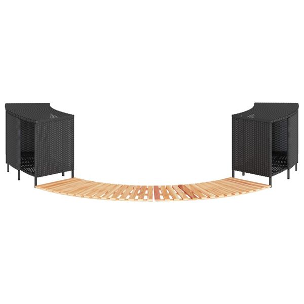vidaXL Obudowa do basenu/spa, czarny polirattan i lite drewno akacjowe
