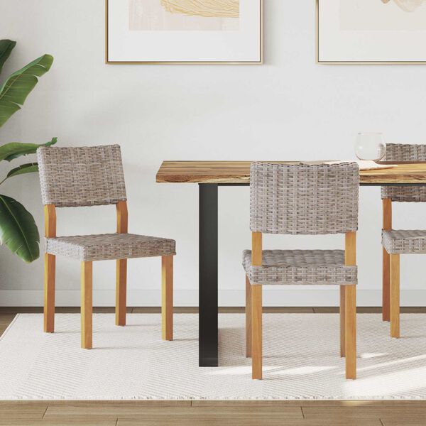 vidaXL Krzesło jadalniane 2 pcs Kubu Szary 46 x 55 x 84 cm Rattan Kubu